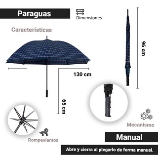 Foto 2 | Paraguas de Golf Manual Importadora La Merced color Azul Marino
