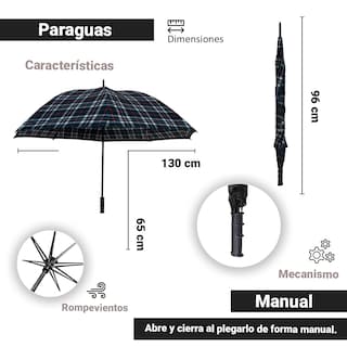 Foto 2 | Paraguas se Golf Manual Importadora La Merced color Negro