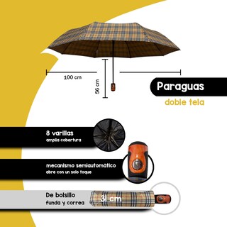 Foto 2 | Paraguas Sombrilla Importadora La Merced Semiautomática Escocesa Amarillo Doble Tela