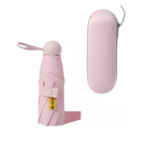 Foto 1 | Mini Paraguas Plegable Con Funda Protección Solar, Rosa