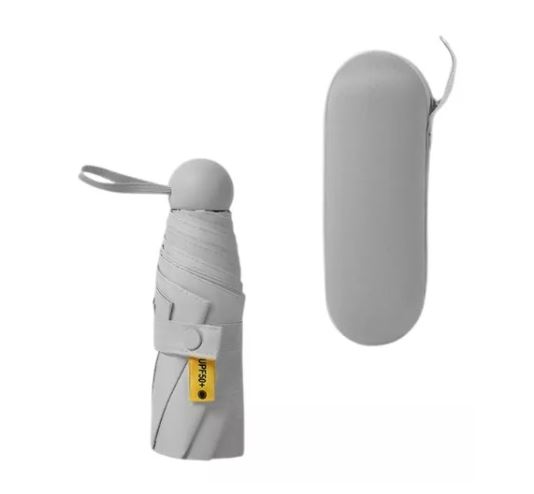 Foto 2 pulgar | Mini Paraguas Plegable Con Funda Protección Solar, Gris