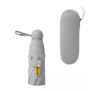 Foto 1 | Mini Paraguas Plegable Con Funda Protección Solar, Gris