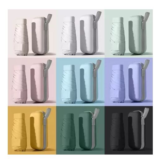 Foto 5 pulgar | Mini Paraguas Plegable Con Funda Protección Solar, Gris