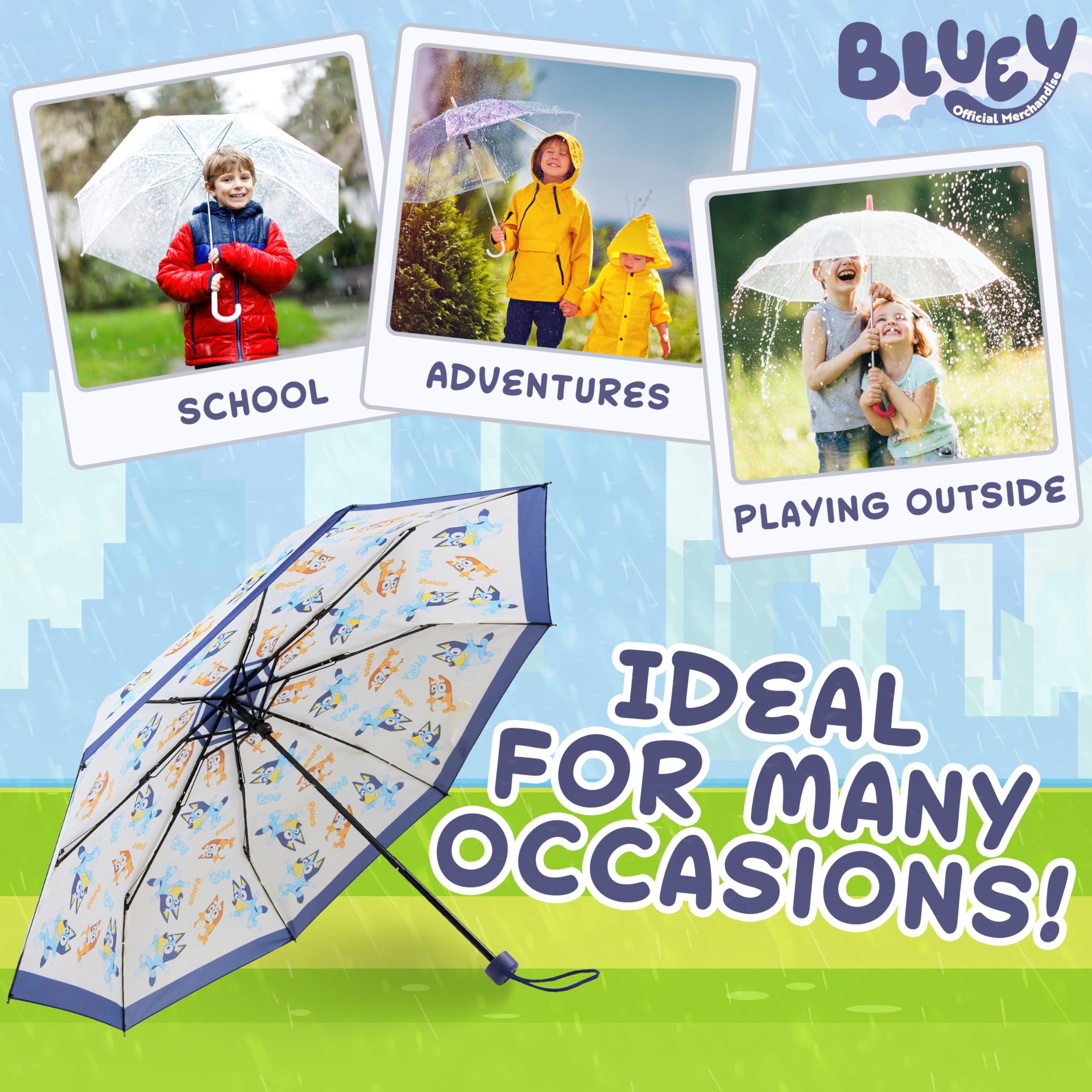 Foto 4 | Paraguas Bluey Kids Plegable Telescópico Ligero - Venta Internacional.