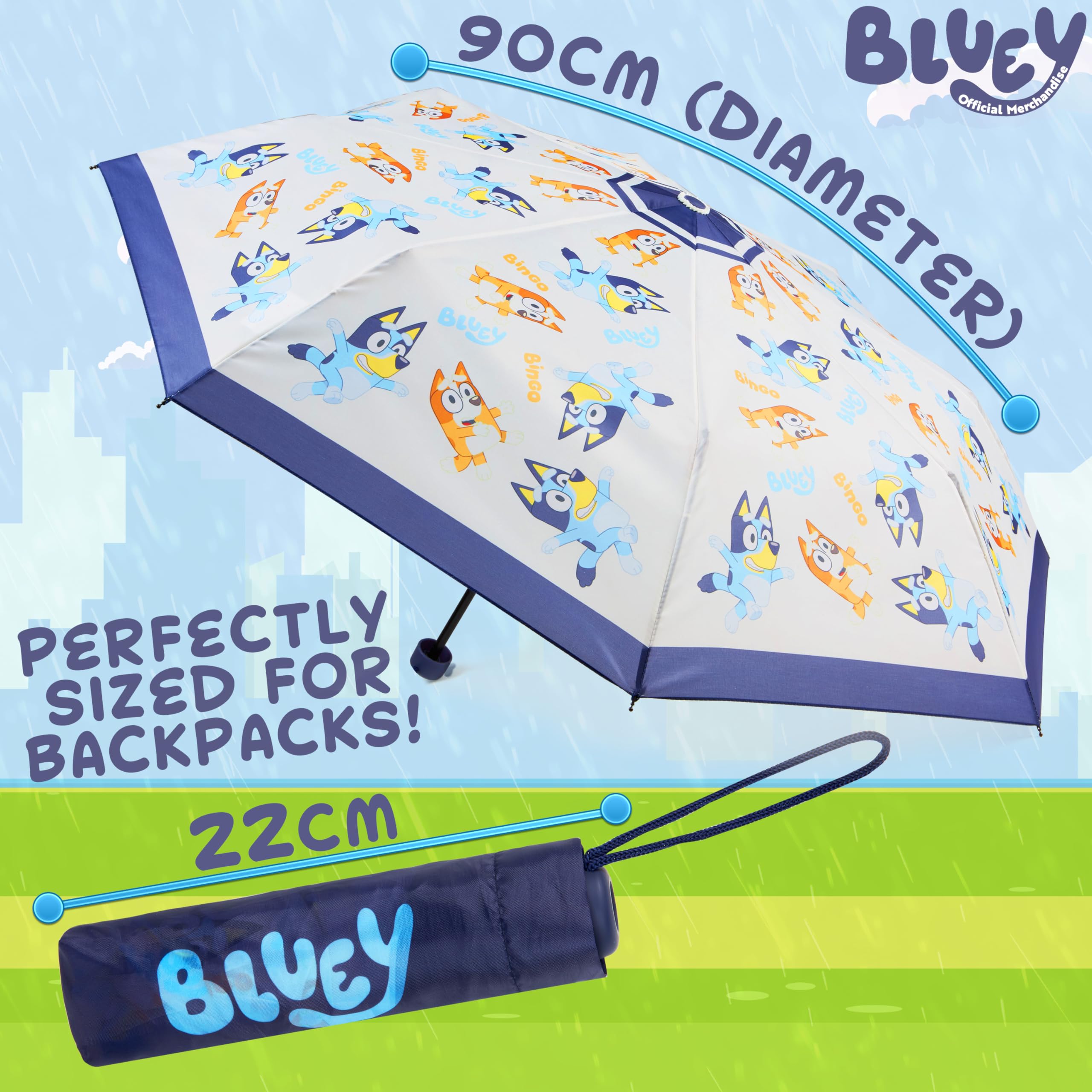 Foto 6 | Paraguas Bluey Kids Plegable Telescópico Ligero - Venta Internacional.