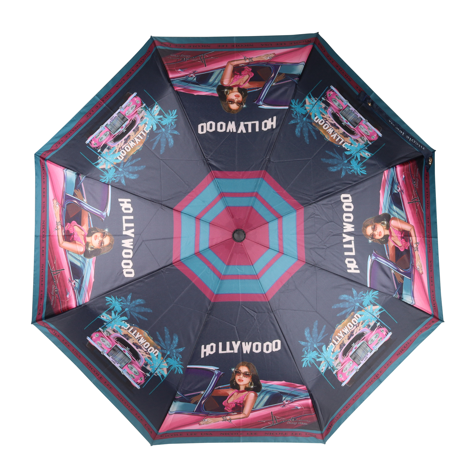 Foto 5 pulgar | Sombrilla De Nylon Nicole Lee Estampado Hollywood Dr