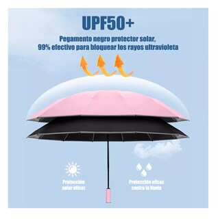 Foto 3 | Paraguas Automático Belug Extragrande 105 cm Reforzado 10 Varillas Rosa-Negro