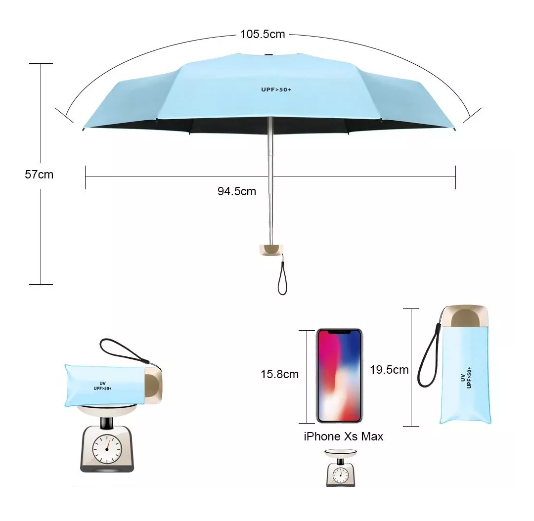 Foto 3 | Sombrilla de Bolsillo Belug Resistente Reforzada Anti UV Azul