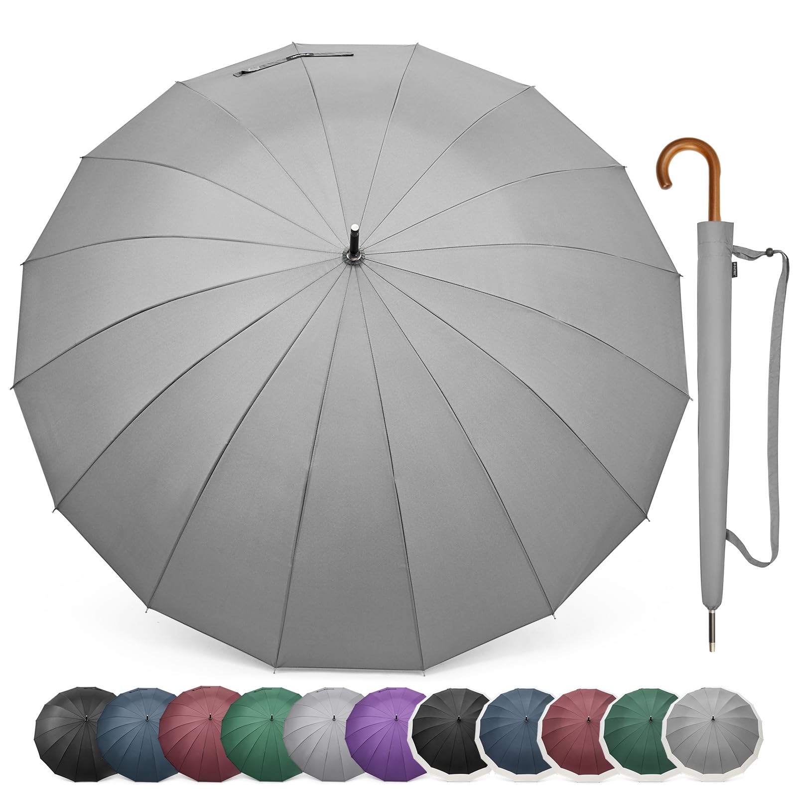 Paraguas G4free A Prueba De Viento De 120 Cm De Diámetro Para 2 Personas, Color Gris - Venta Internacional.