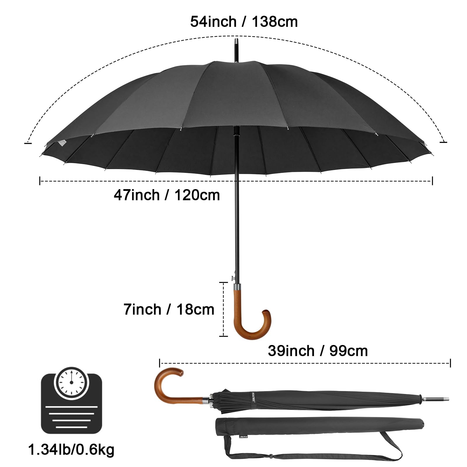 Foto 2 | Paraguas G4free A Prueba De Viento De 120 Cm De Diámetro Para 2 Personas - Venta Internacional.