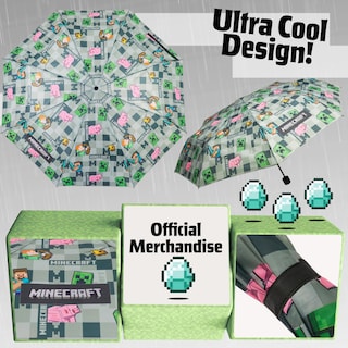 Foto 4 | Paraguas Minecraft Para Niños, Plegable, Duradero, Resistente Al Viento, Gris - Venta Internacional.