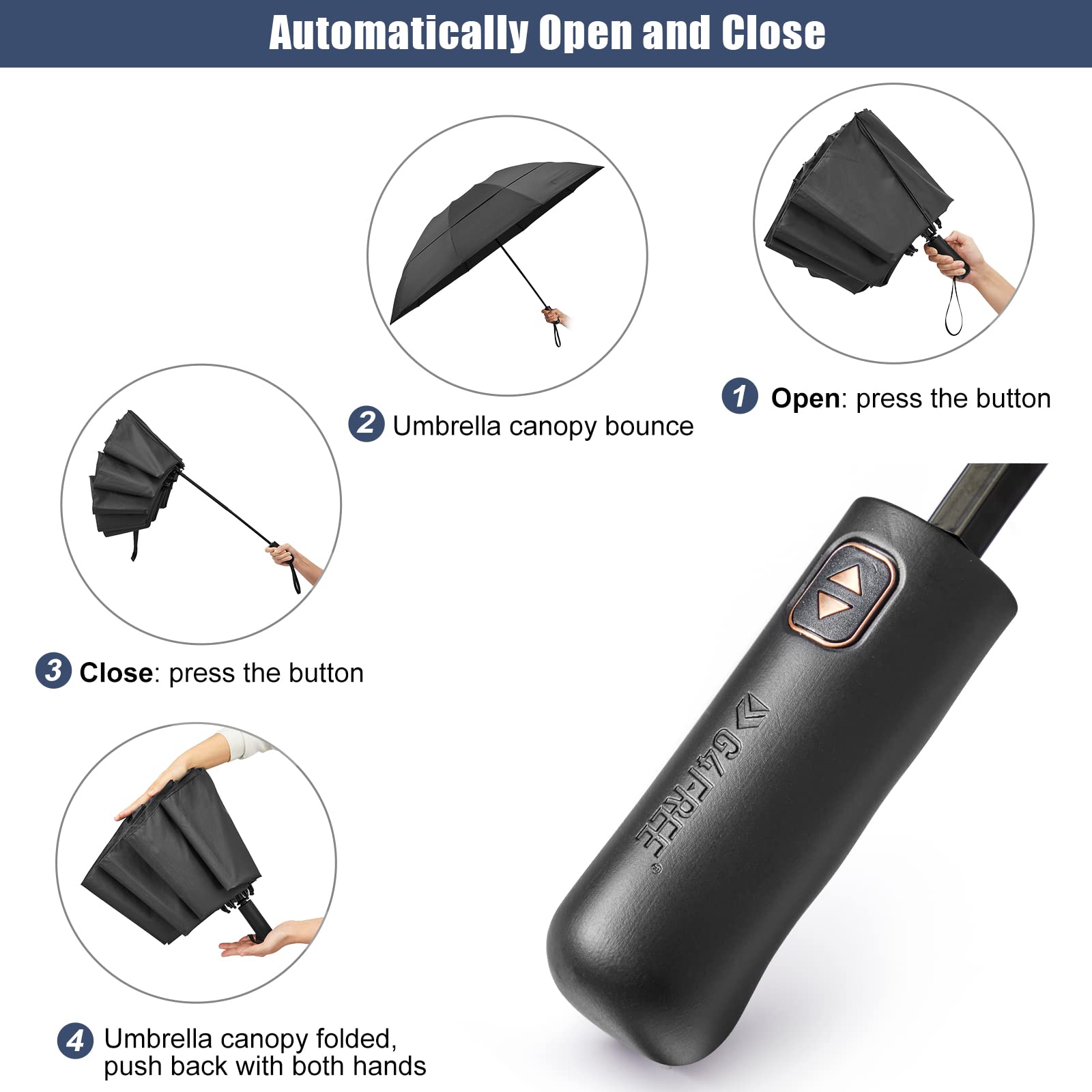 Foto 6 pulgar | Paraguas De Golf G4free, Compacto, Con Recorrido Inverso, 105 Cm, Color Negro - Venta Internacional.