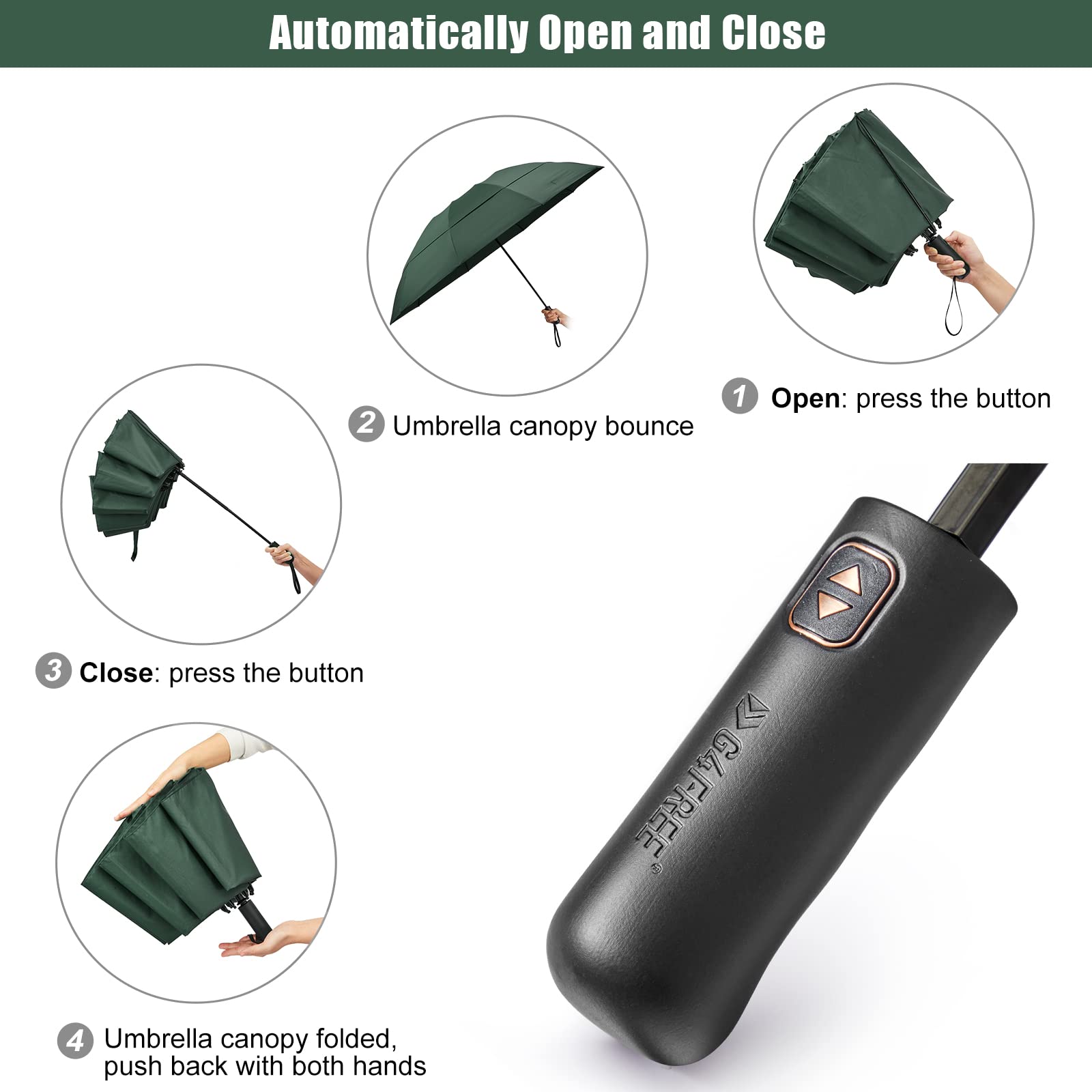 Foto 6 pulgar | Paraguas De Golf G4free, Compacto, Recorrido Inverso, 105 Cm, Verde Oscuro - Venta Internacional.