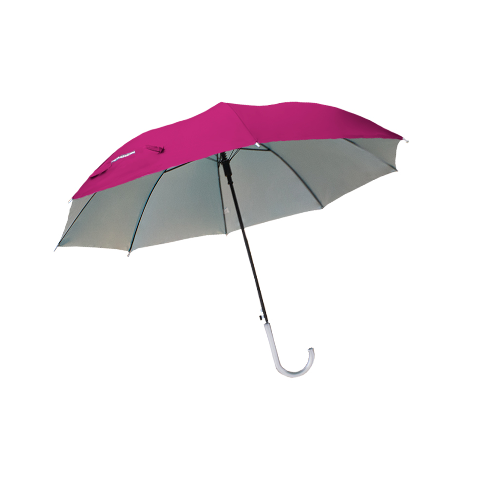 Paraguas Tipo Bastón Filtro Uv 8 Varillas Reforzado Semiautomático Color Fucsia