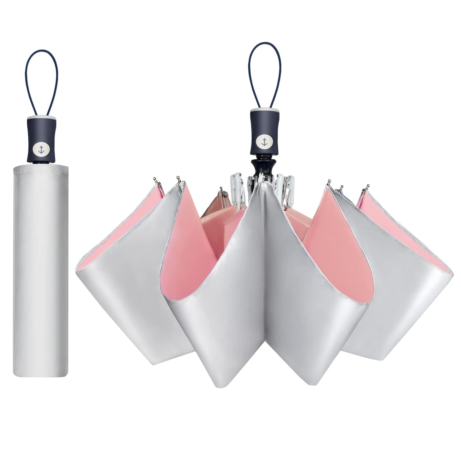 Paraguas De Viaje Cuby Uv Sun Compact Plegable Rosa Para Mujer - Venta Internacional.