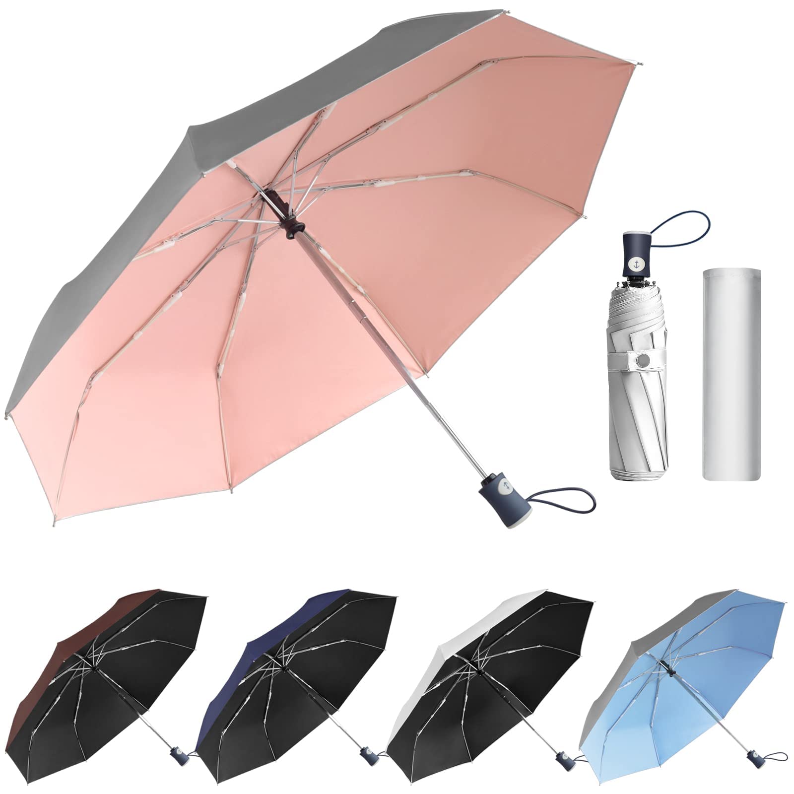 Foto 8 pulgar | Paraguas De Viaje Cuby Uv Sun Compact Plegable Rosa Para Mujer - Venta Internacional.
