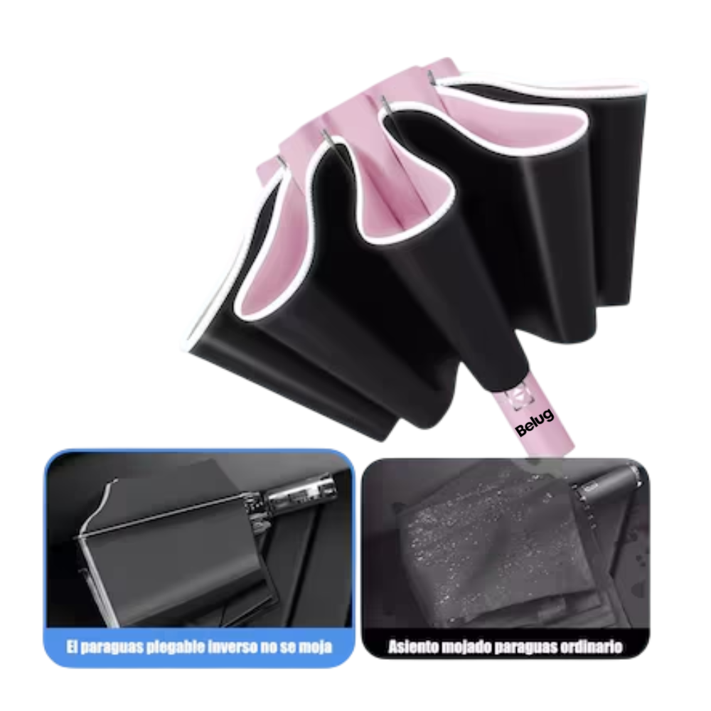 Foto 5 pulgar | Paraguas Automático Extra Grande 105 Cm Reforzado 10 Varillas Belug,  Rosa/negro