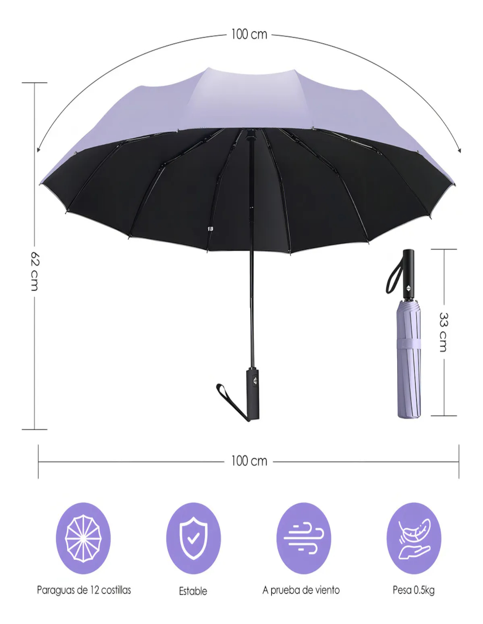 Foto 4 pulgar | Paraguas Plegable Protección Anti-uv  + Gratis Termo Güish De Regalo