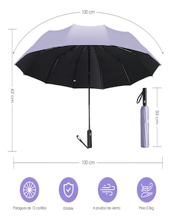 Foto 3 | Paraguas Plegable Protección Anti-uv + Gratis Termo Güish De Regalo