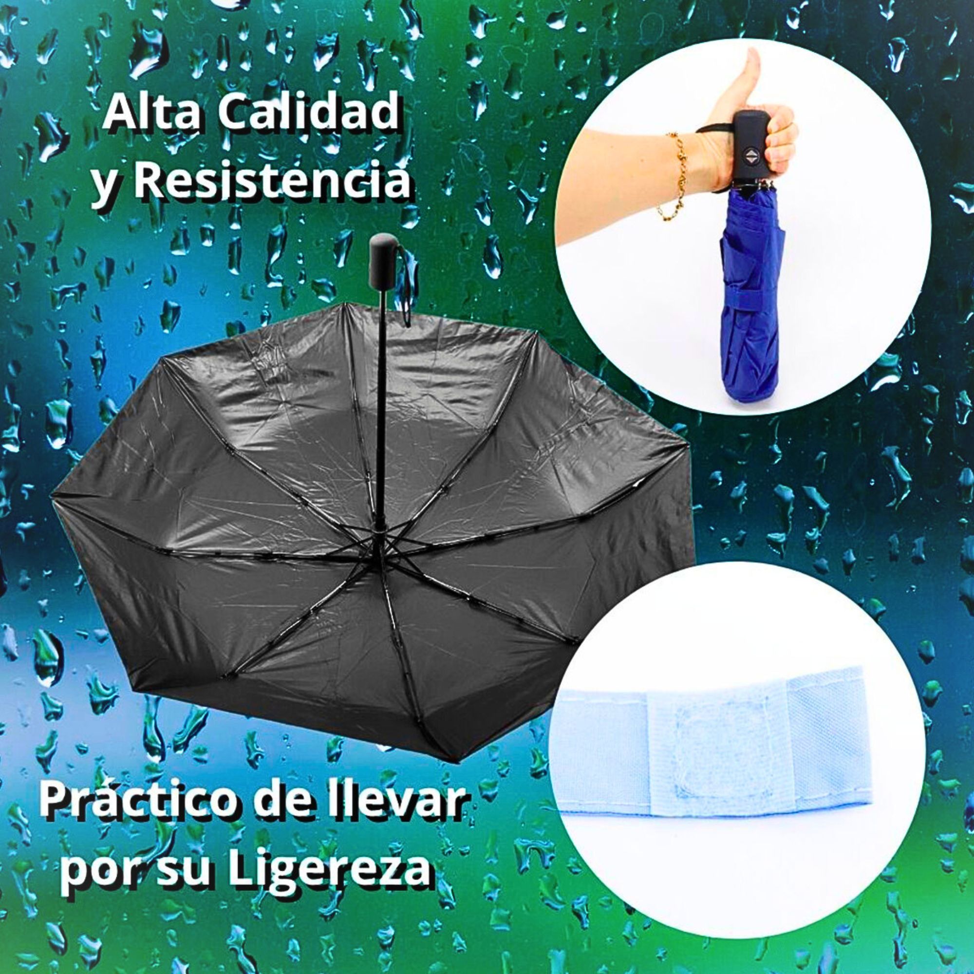 Foto 4 | Paraguas Sombrilla Anti-ultravioleta Con Botón Para Abrir Automático Azul Cielo