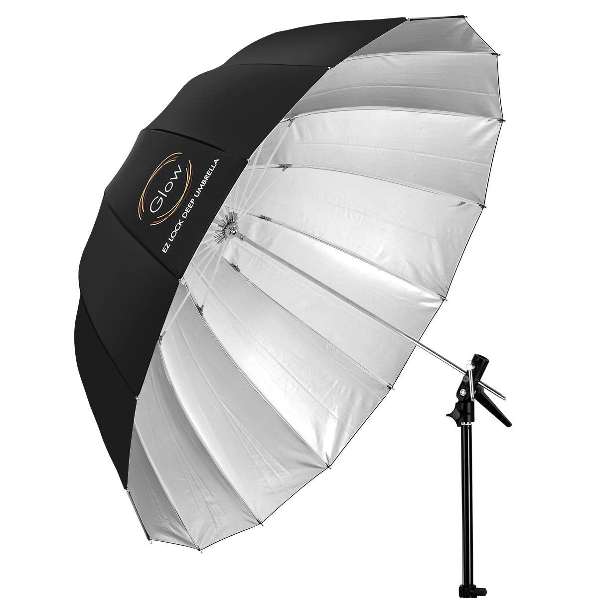 Umbrella Glow Easy Lock Xl De Fibra De Vidrio Plateada Profunda, 165 Cm - Venta Internacional.