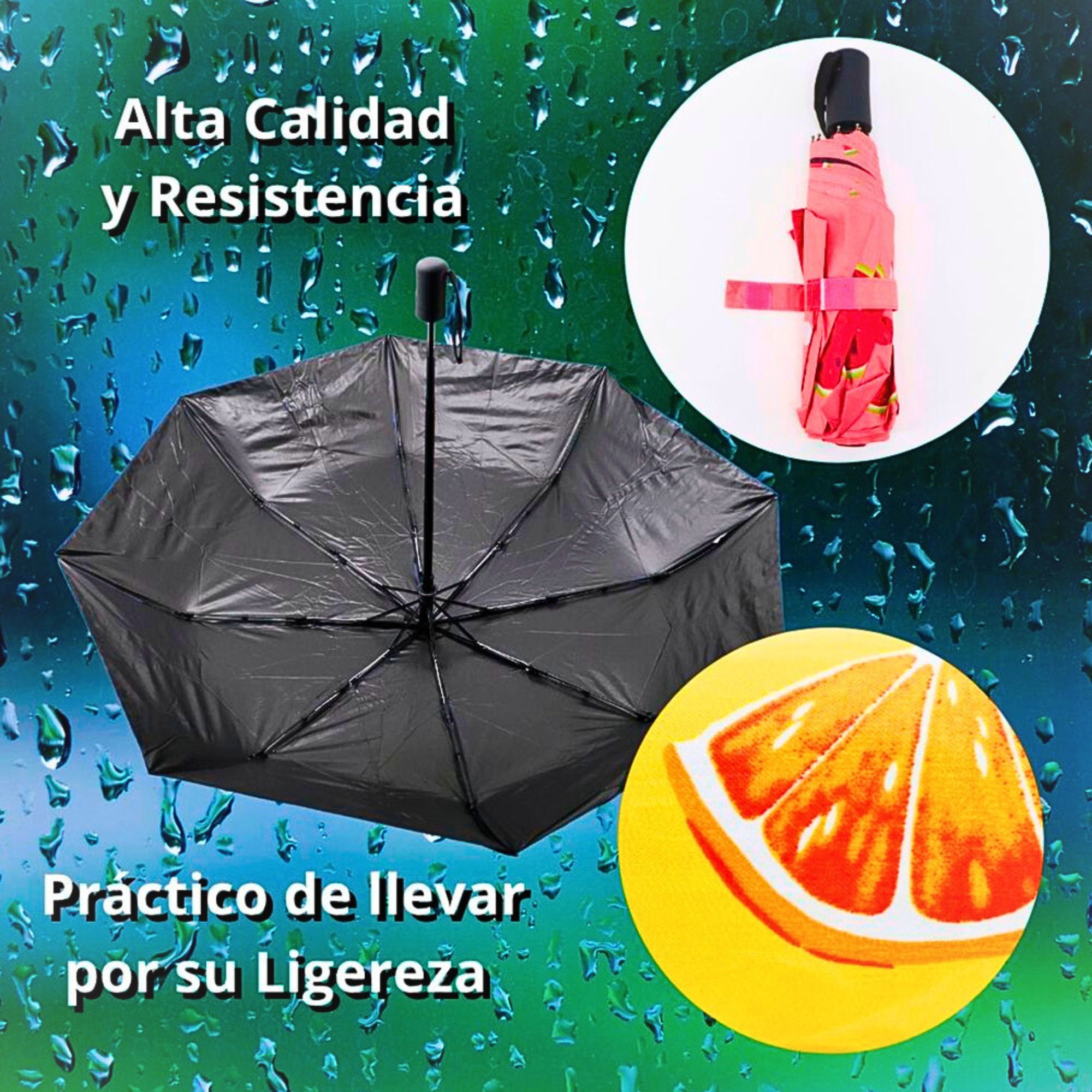 Foto 5 pulgar | Paraguas Sombrilla De Frutas Portátiles Con Botón Resistente Sandia