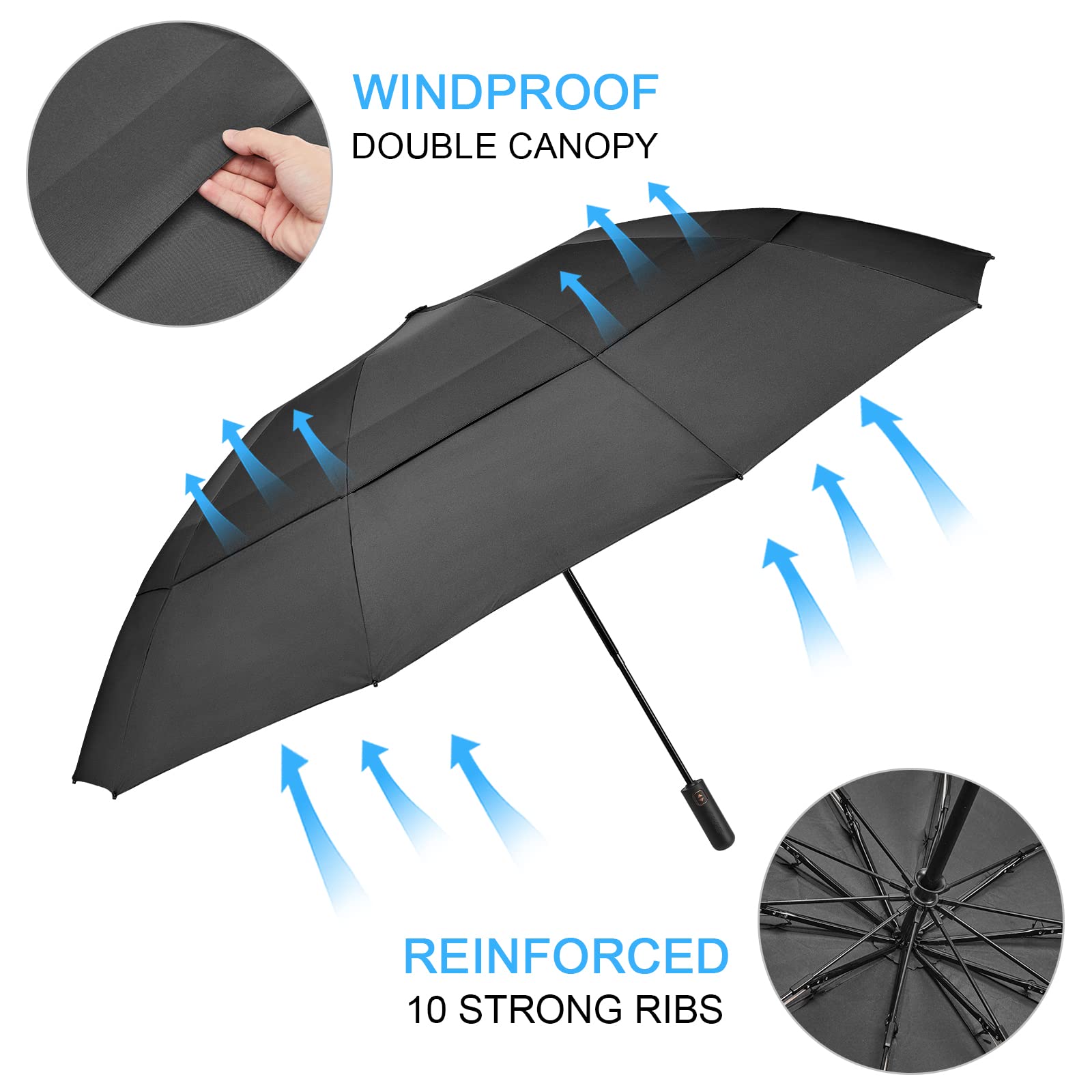Foto 4 | Paraguas De Viaje G4free, Invertido, 116 Cm, A Prueba De Viento, Apertura Automática, Negro - Venta Internacional.
