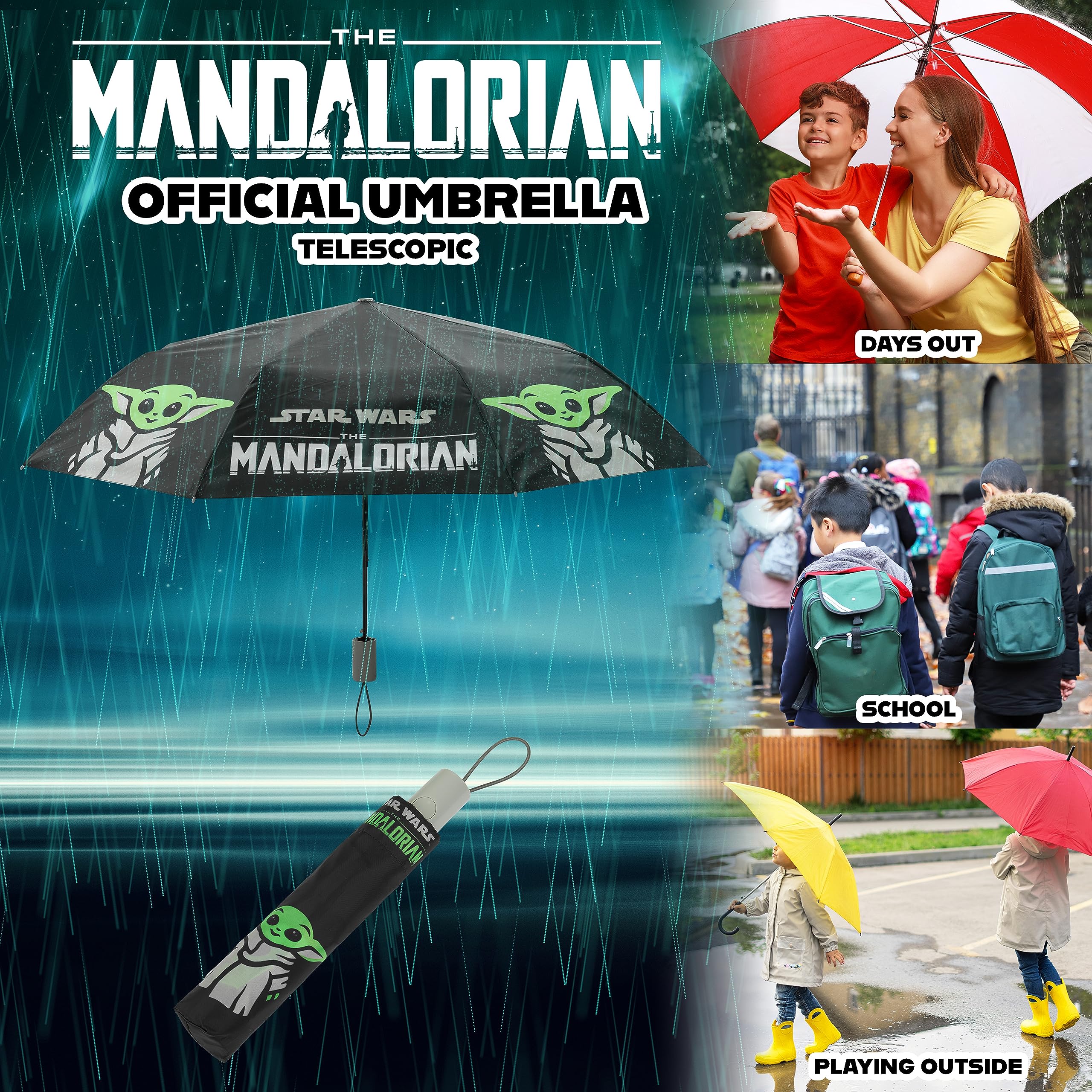 Foto 4 pulgar | Paraguas Telescópico Plegable Disney The Mandalorian Baby Yoda - Venta Internacional.