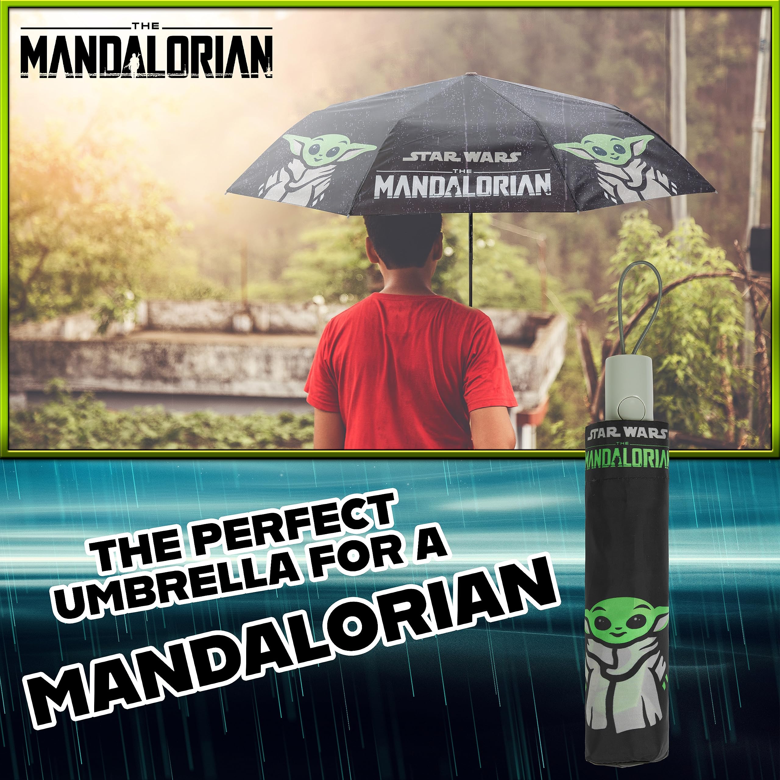 Foto 4 | Paraguas Telescópico Plegable Disney The Mandalorian Baby Yoda - Venta Internacional.
