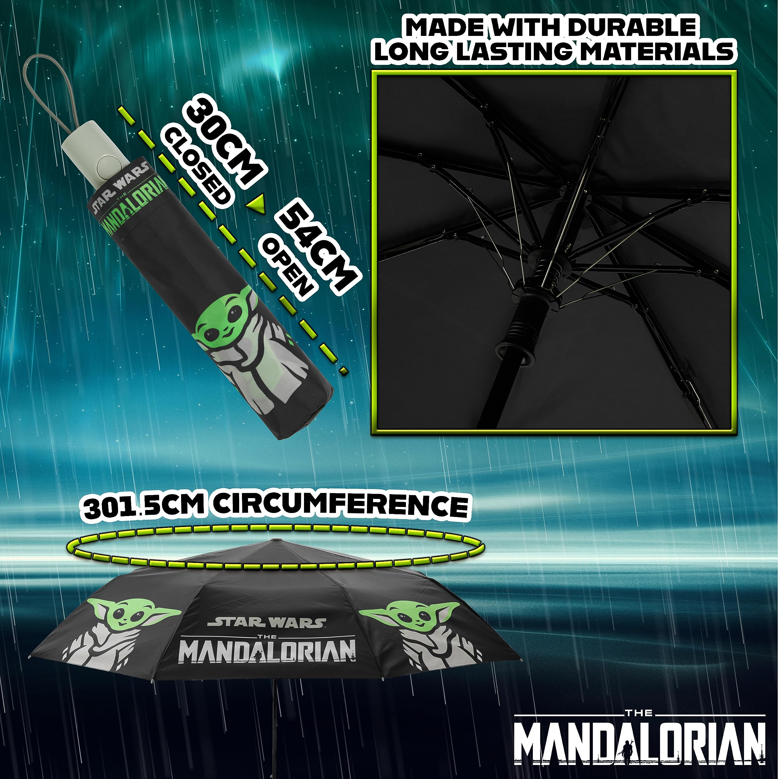 Foto 6 | Paraguas Telescópico Plegable Disney The Mandalorian Baby Yoda - Venta Internacional.