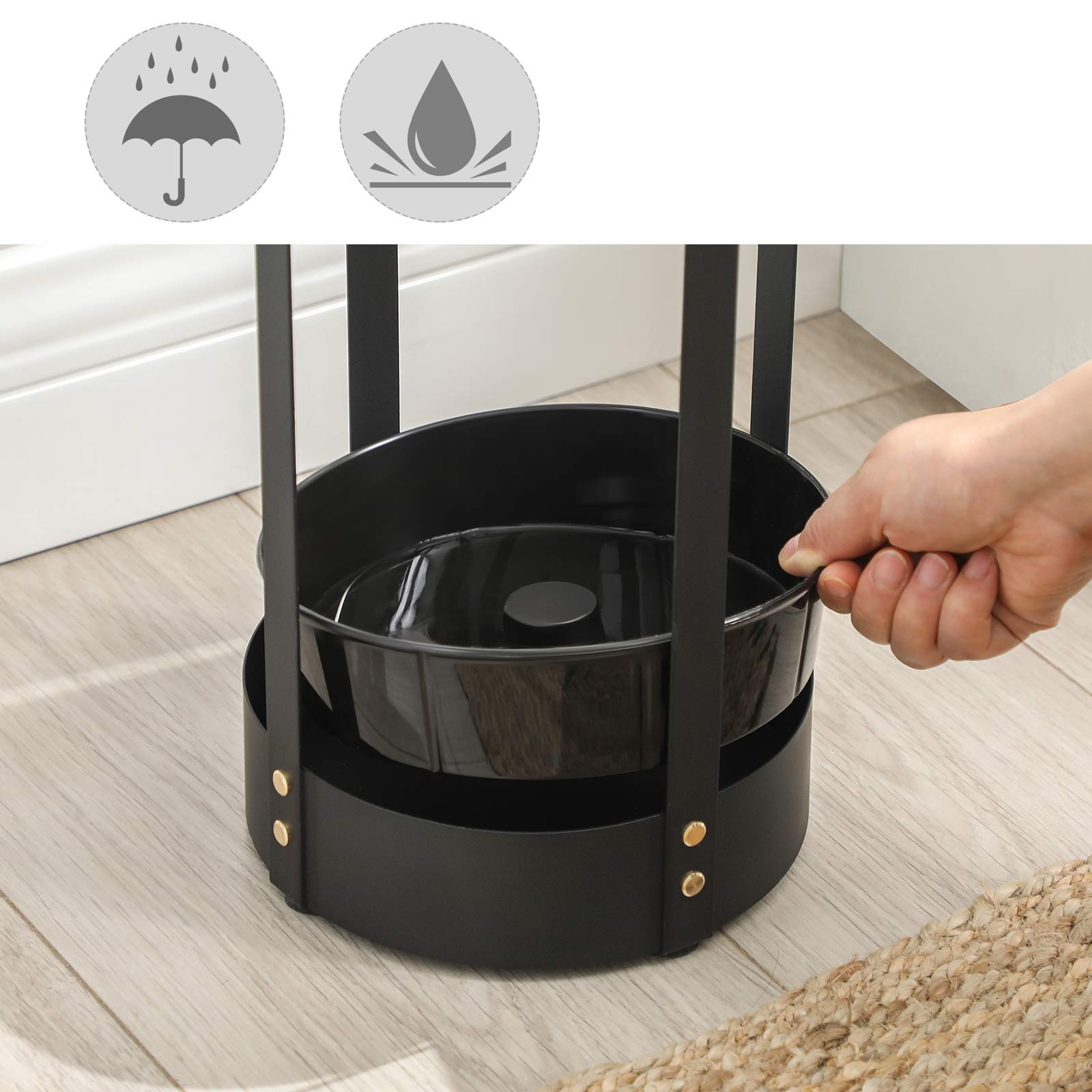 Foto 6 pulgar | Soporte Para Paraguas Songmics De Acero Con Bandeja De Goteo Desmontable, Negro - Venta Internacional.