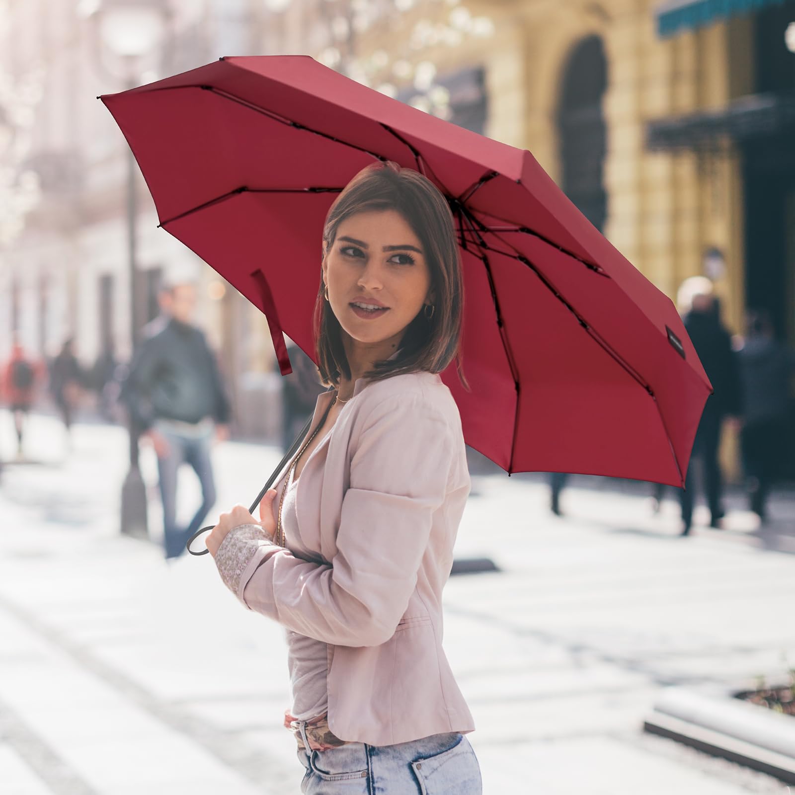 Foto 7 pulgar | Umbrella G4free Compact Travel Upf 50+ Con Protección Uv, Color Rojo Vino - Venta Internacional.