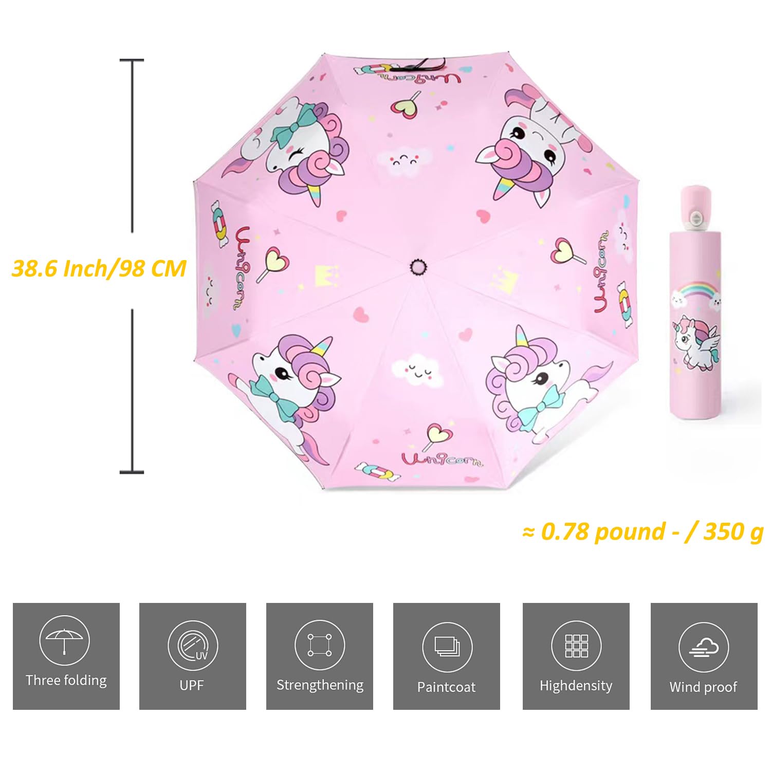 Foto 5 pulgar | Paraguas Hannstar Para Niños Plegable A Prueba De Viento, Antiuv Y Reflectante - Venta Internacional.