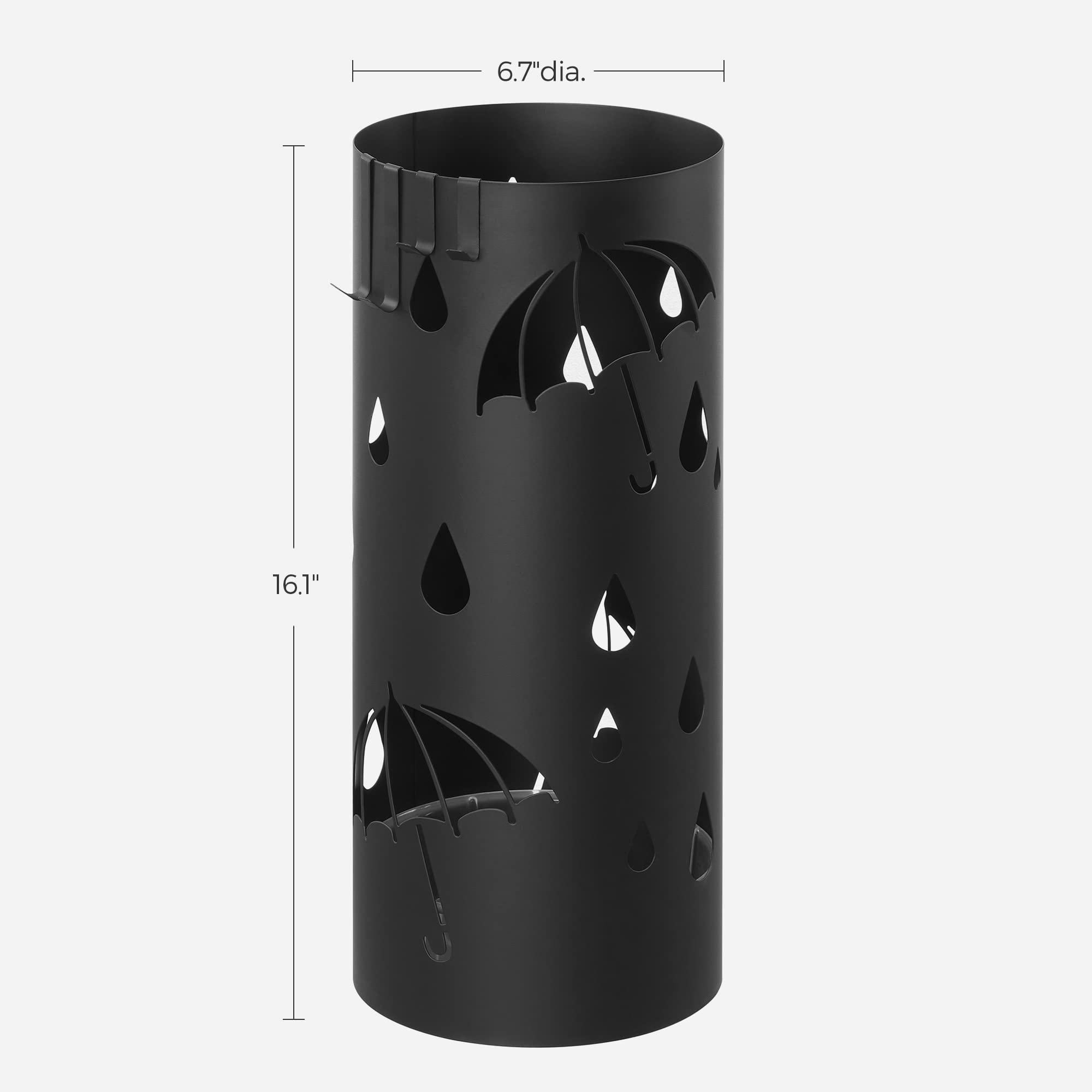 Foto 6 pulgar | Soporte Para Paraguas Songmics De Metal Con Bandeja De Agua Y 4 Ganchos, Color Negro - Venta Internacional.