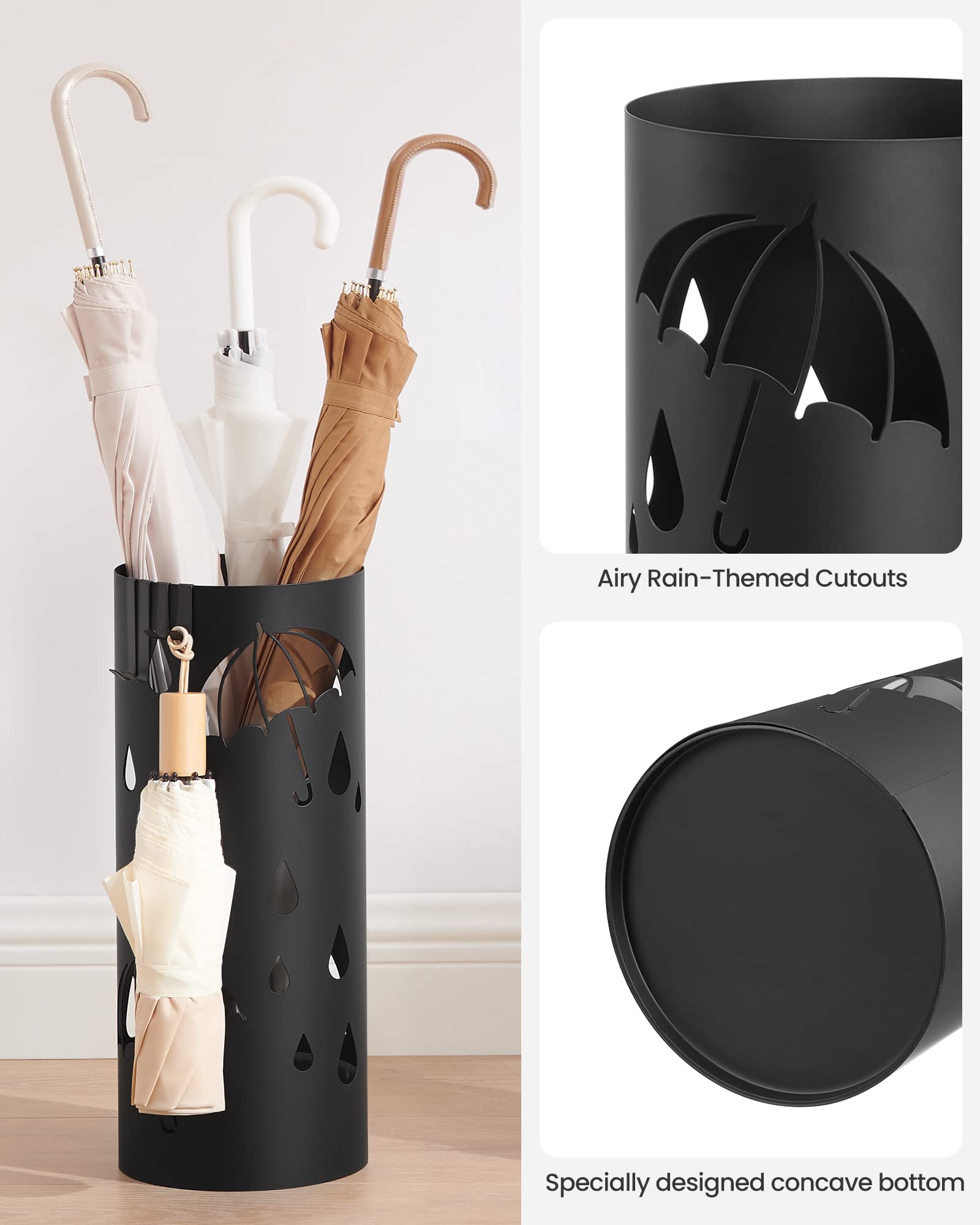 Foto 7 | Soporte Para Paraguas Songmics De Metal Con Bandeja De Agua Y 4 Ganchos, Color Negro - Venta Internacional.