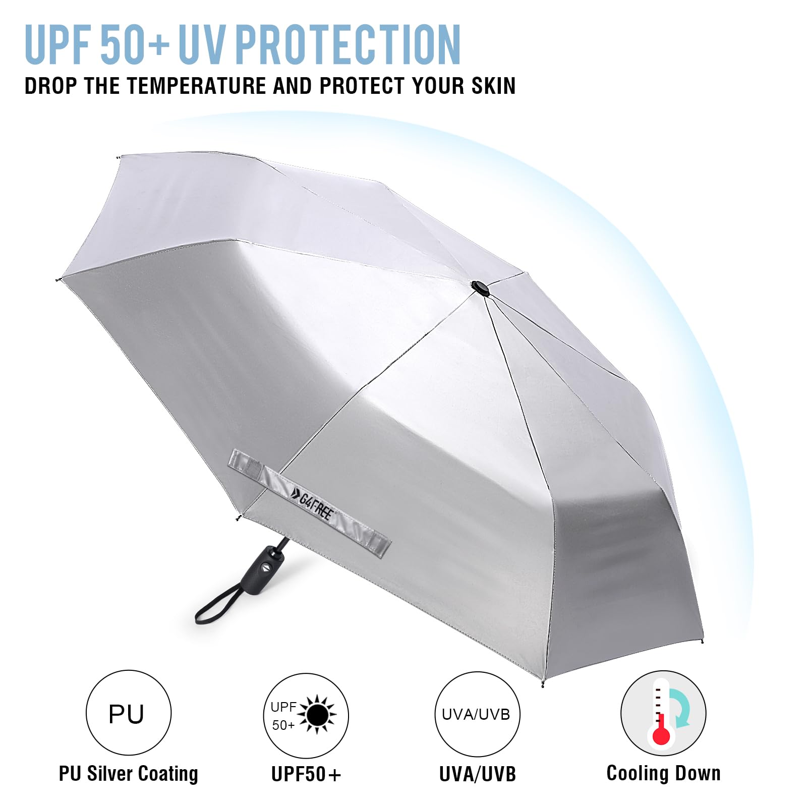 Foto 2 | Paraguas De Viaje G4free Upf 50+ Con Protección Uv 105/116 Cm - Venta Internacional.