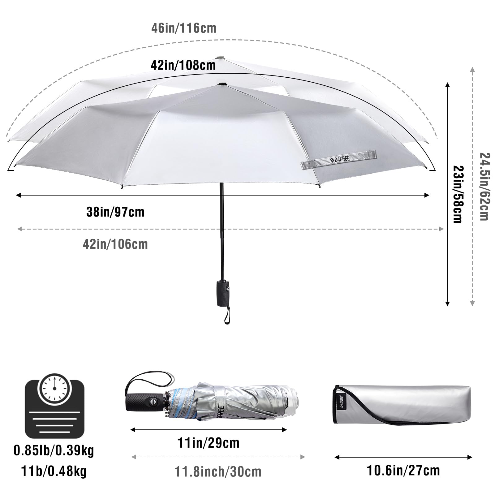 Foto 4 pulgar | Paraguas De Viaje G4free Upf 50+ Con Protección Uv 105/116 Cm - Venta Internacional.