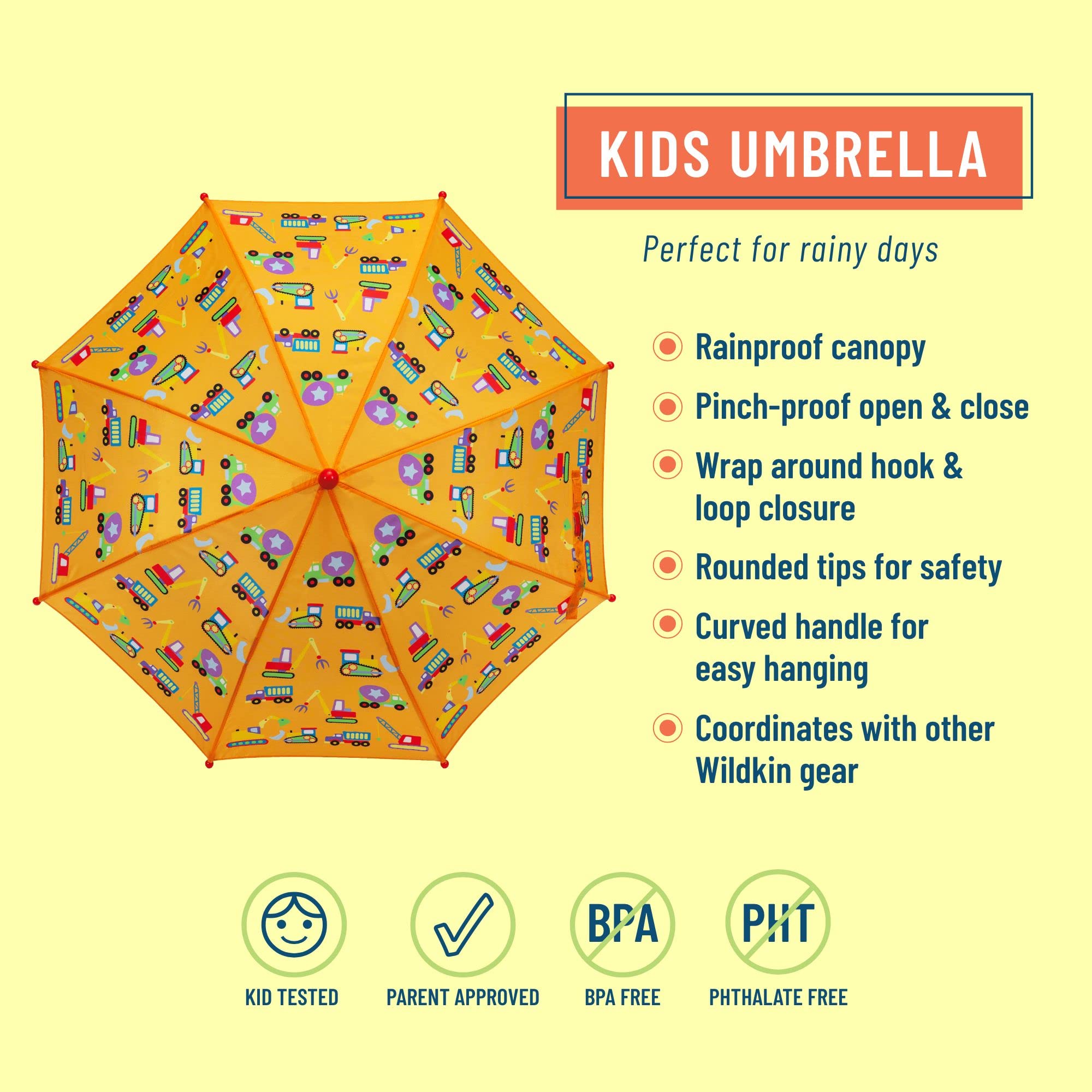Foto 3 | Paraguas Wildkin Kids Con Toldo Impermeable Y Mango Curvo - Venta Internacional.