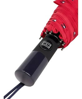 Foto 4 | Paraguas Sombrilla Tommy Hilfiger De Boton Retráctil Casual Color Rojo Diseño Logo Banderas - Original