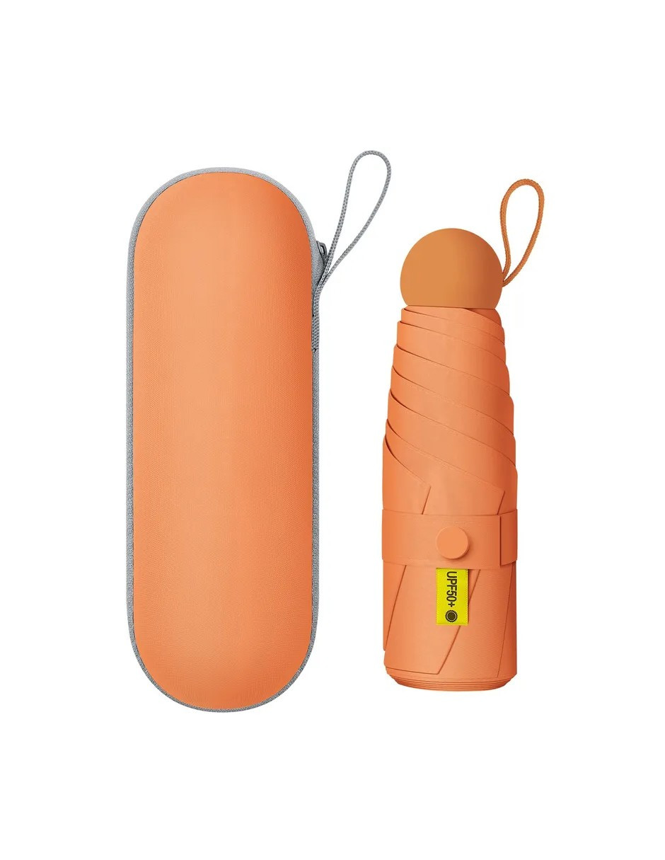 Foto 4 pulgar | Paraguas Bolsillo Anti-ultravioleta +bolsa Cápsula Naranja + Gratis Termo Güish De Regalo