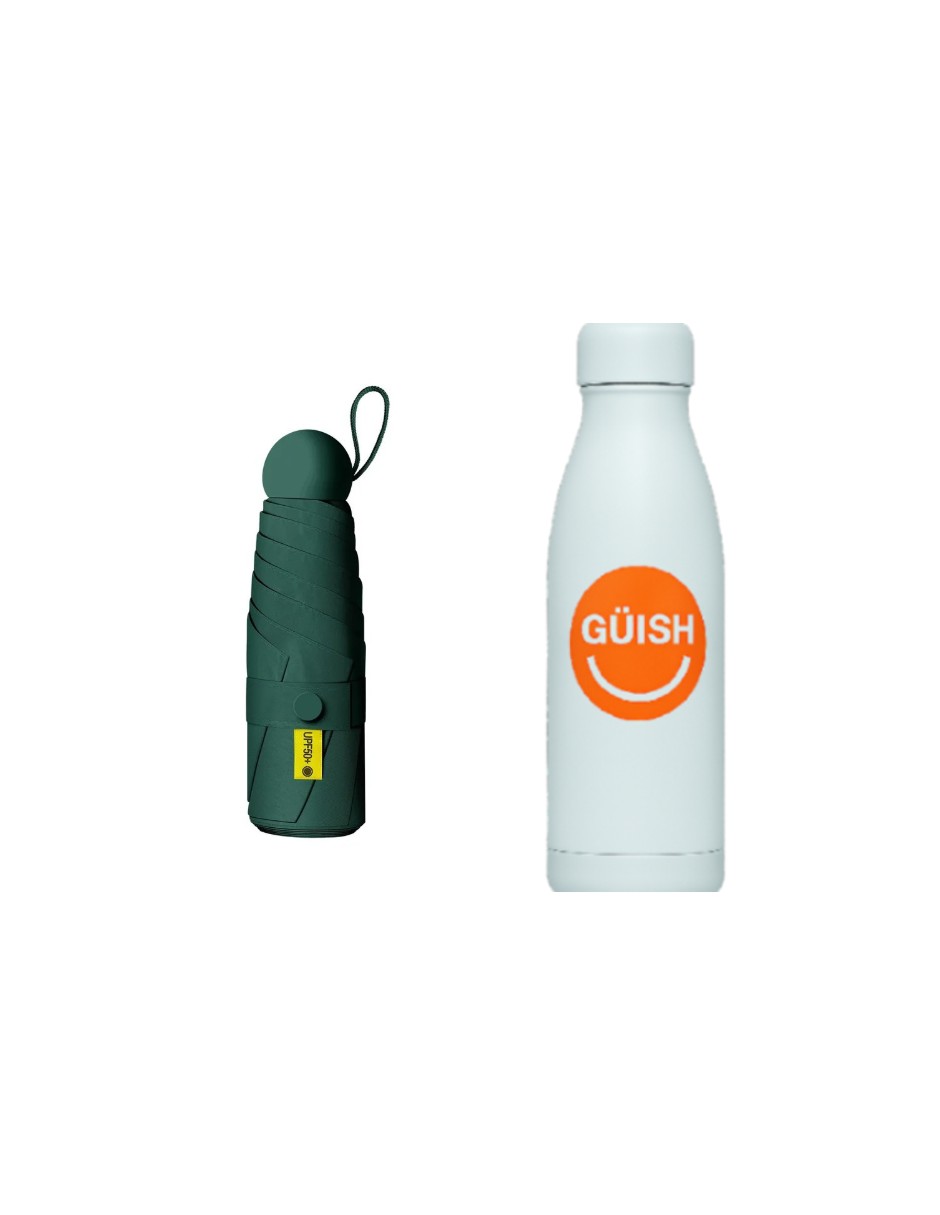 Foto 2 pulgar | Paraguas Sombrilla+bolsa Cápsula Verde Oscuro + Gratis Termo Güish De Regalo