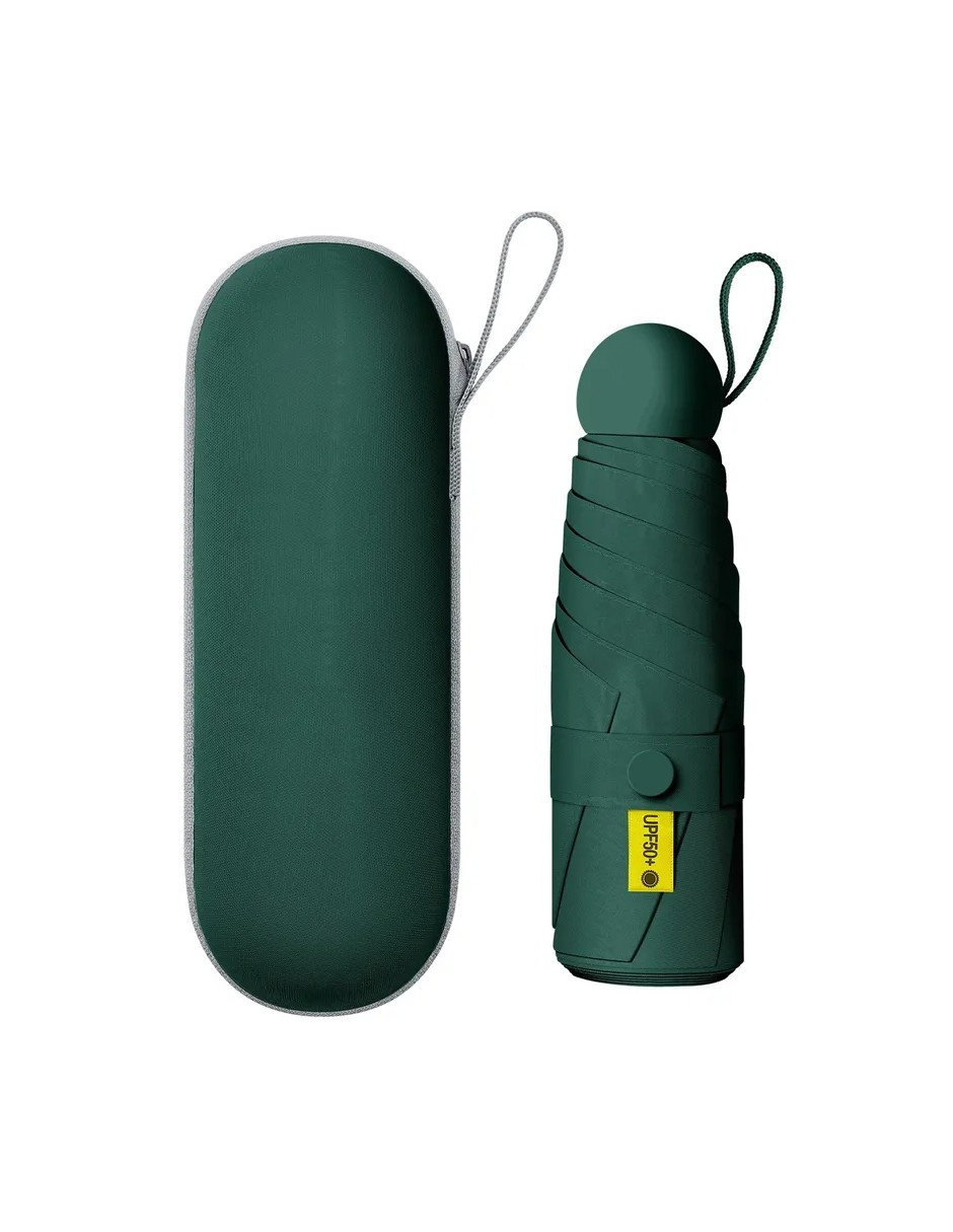 Foto 3 | Paraguas Sombrilla+bolsa Cápsula Verde Oscuro + Gratis Termo Güish De Regalo