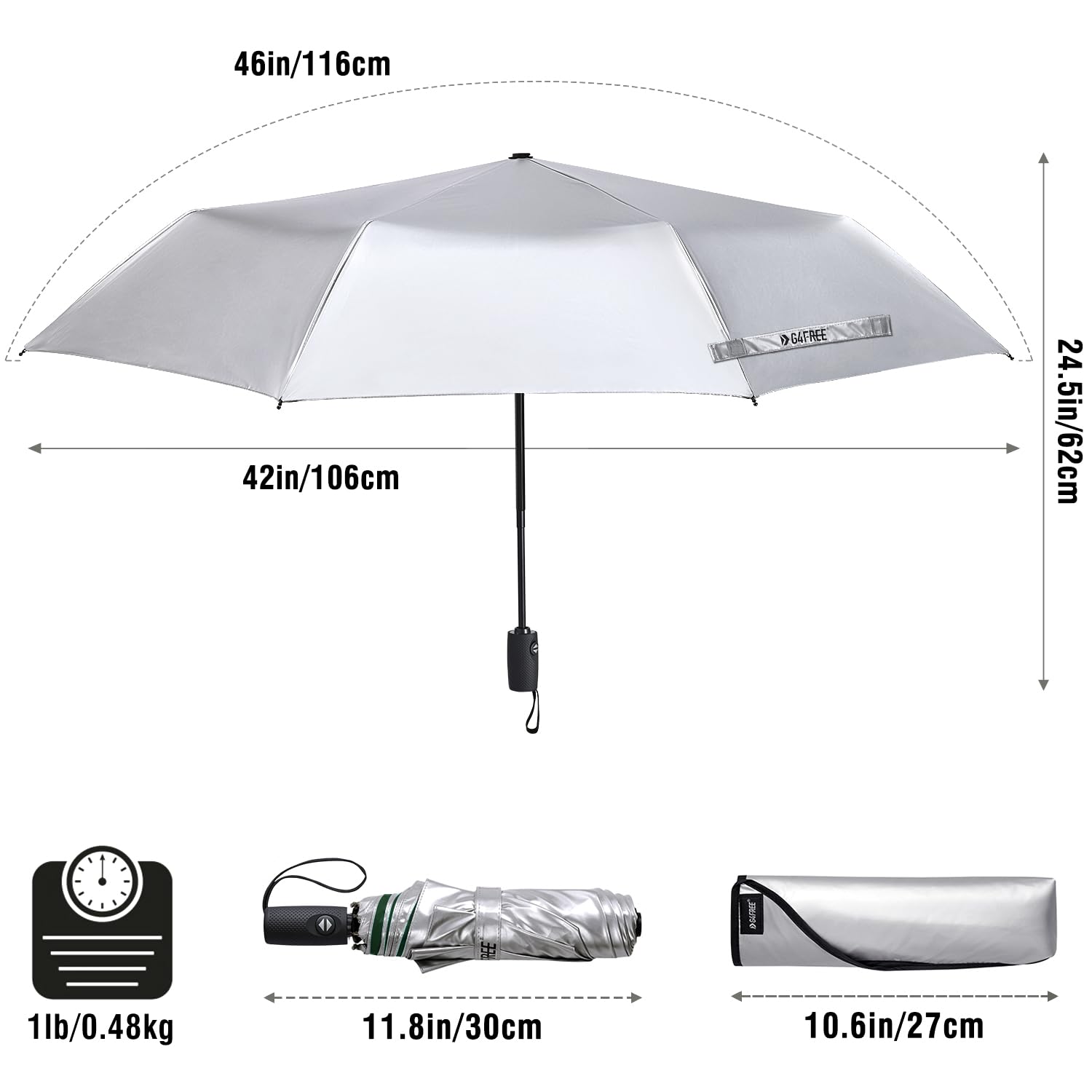 Foto 2 | Paraguas De Viaje G4free Upf 50+ Con Protección Uv 110/117 Cm - Venta Internacional.