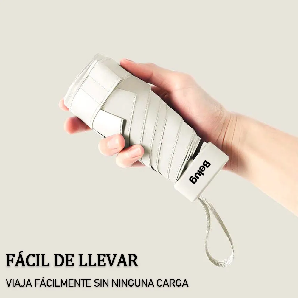 Foto 3 pulgar | 2pzs Paraguas Reversible Cápsula Ultraligero Uv Negro Y Beige