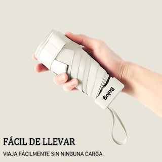 Foto 2 | 2pzs Paraguas Reversible Cápsula Ultraligero Uv Negro Y Beige