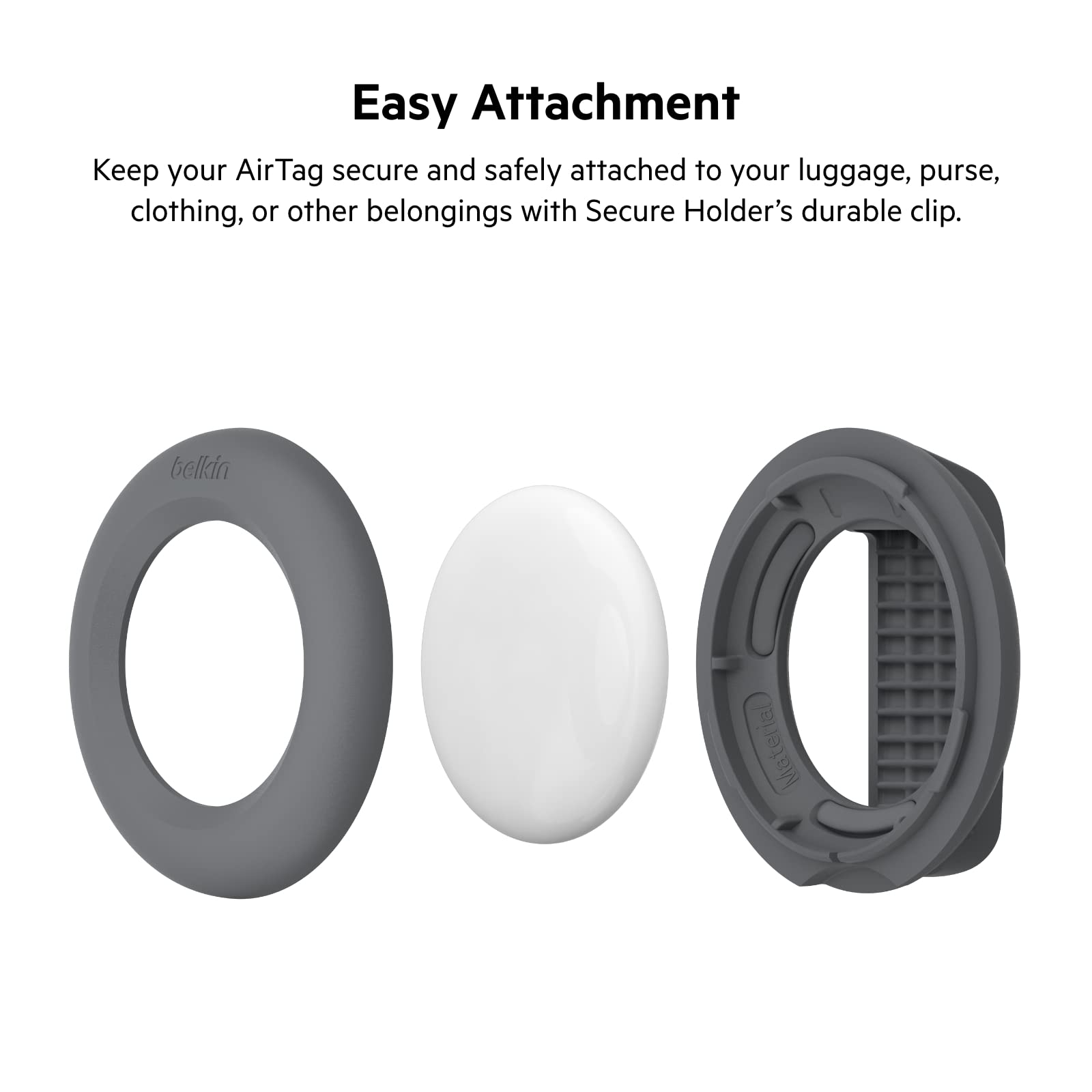 Foto 3 pulgar | Soporte Seguro Airtag Belkin Con Clip Duradero, Gris Oscuro - Venta Internacional.