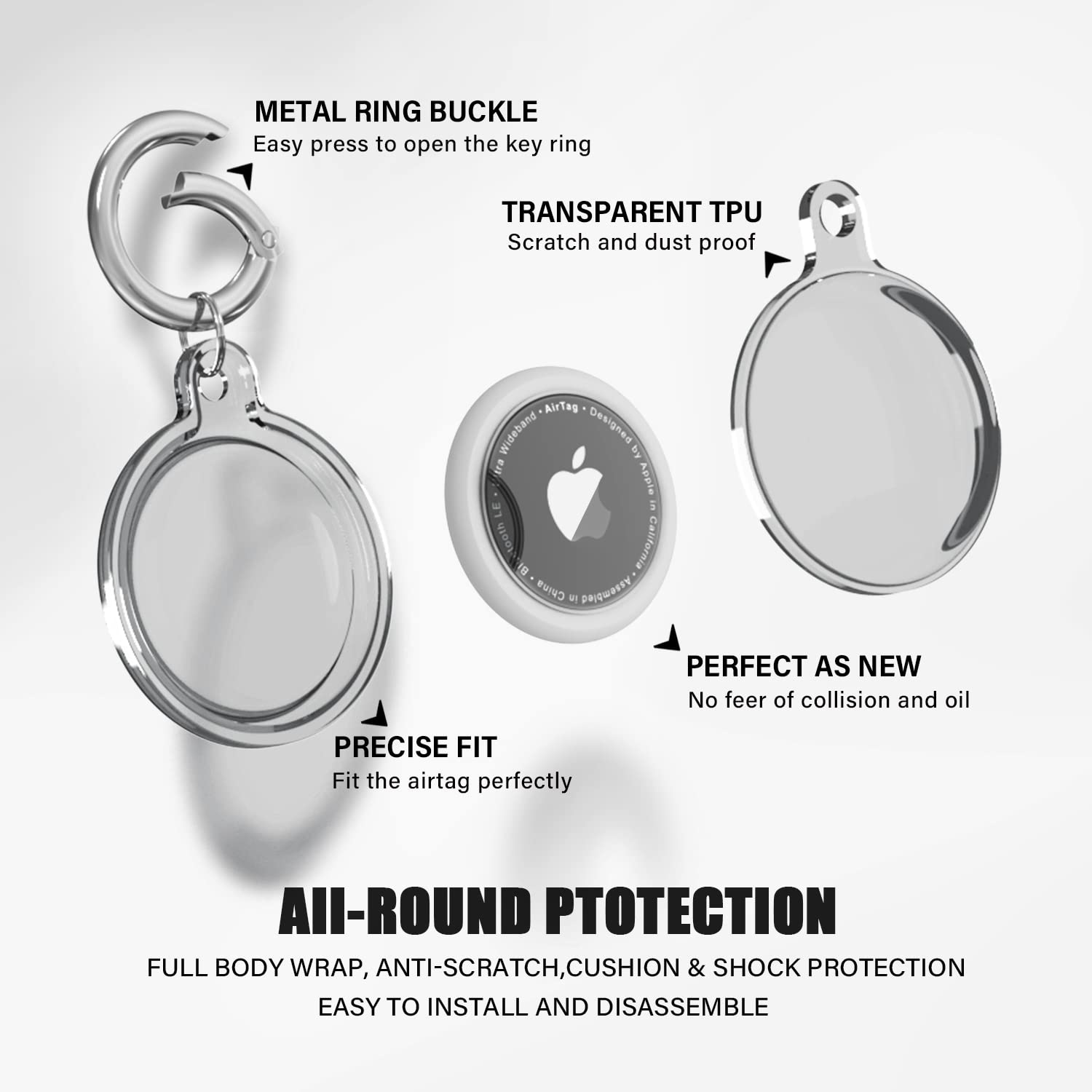 Foto 5 pulgar | Funda Impermeable Galafoki Transparente para AirTag 4 Piezas - Venta Internacional