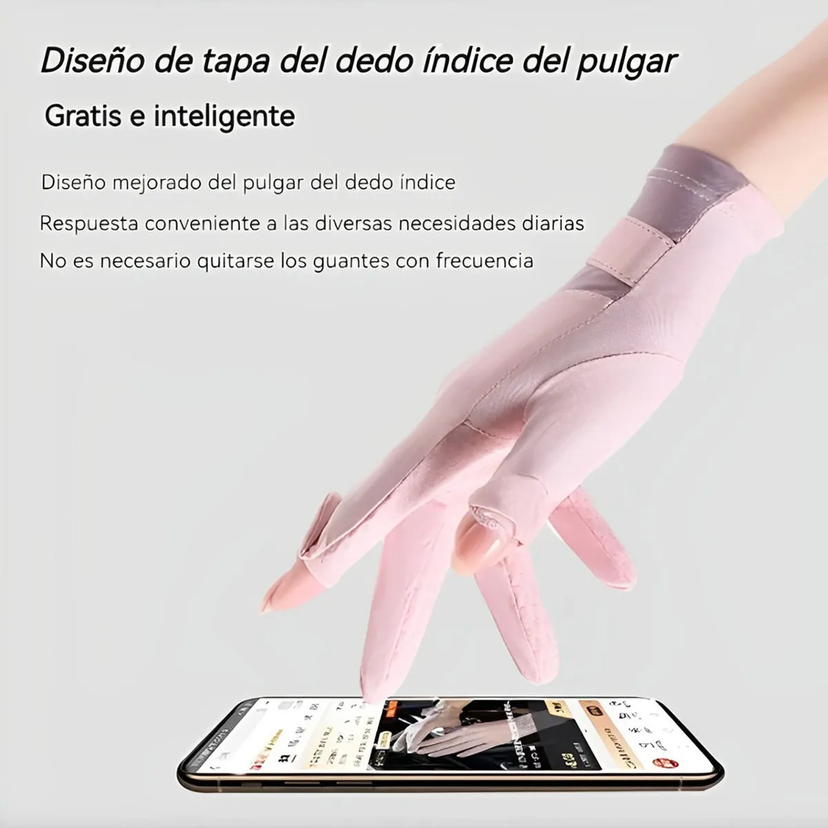 Foto 2 | Antideslizante  Protección Solar  Guantes De Pantalla Táctil Belug Violeta Rosa