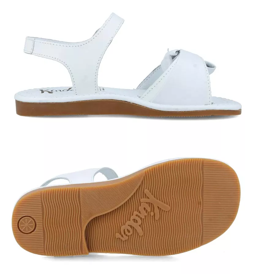 Foto 4 | Sandalia Huarache Kinder 6021 De Piel Niña Blanco