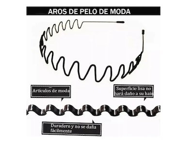 Foto 2 | Horquilla Xtellar Antideslizante Unisex Con Ondas Diadema De Moda Negro Simop B00076